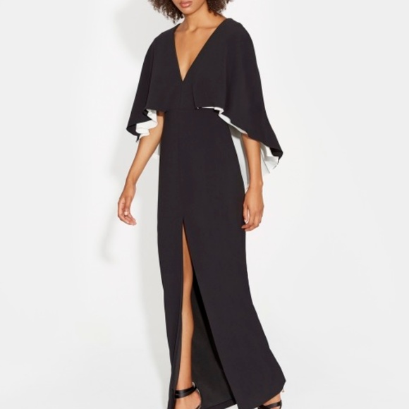 Halston Colorblocked Flowy Crepe Gown 
